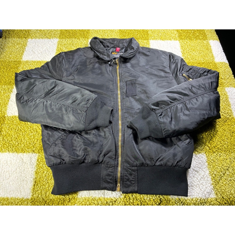 Alpha‎ Industries MA-1 Slim Fit Bomber Flight Jacket Black Mens XL MJM44506C1